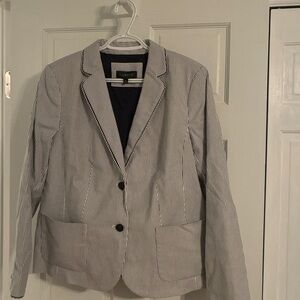 Talbots Navy and White Pinstripe Blazer